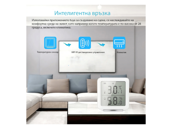 Tuya Wifi смарт монитор за температура и влажност